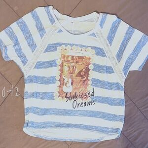 Jessica Simpson Blue/White Striped Tee L(10-12)